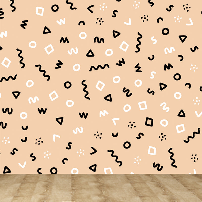 Kids Geometric Shapes Wall Mural for Nursery Personalized Wall Covering in Bright Color