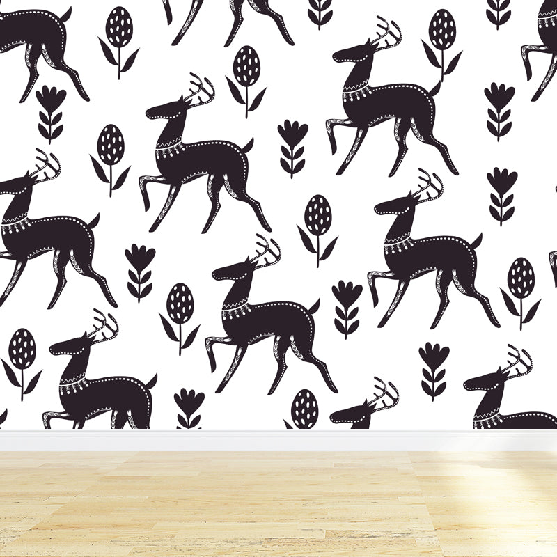 Trendy Blossom Mural Wallpaper Pastel Color Flower Wall Covering for Accent Wall