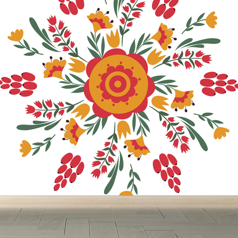 Trendy Blossom Mural Wallpaper Pastel Color Flower Wall Covering for Accent Wall