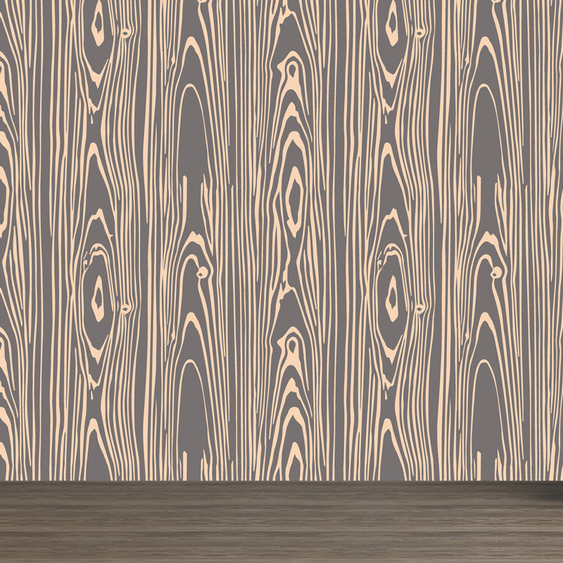 Illustration Wood Look Mural Wallpaper Whole Wall Decor for Living Room, Custom-Print