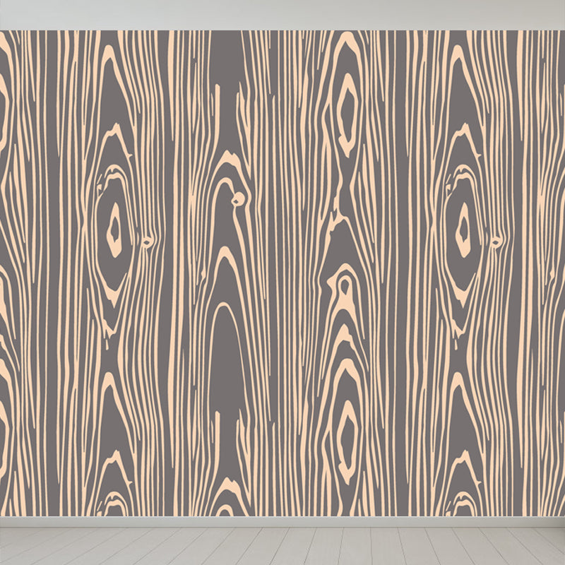 Illustration Wood Look Mural Wallpaper Whole Wall Decor for Living Room, Custom-Print