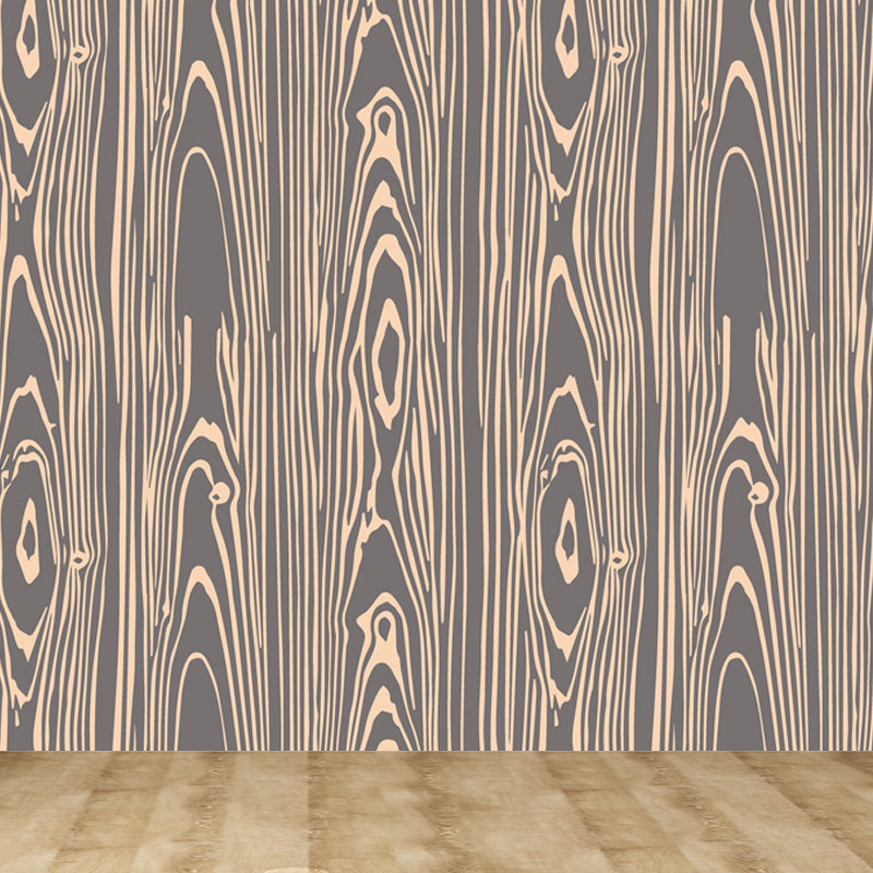 Illustration Wood Look Mural Wallpaper Whole Wall Decor for Living Room, Custom-Print