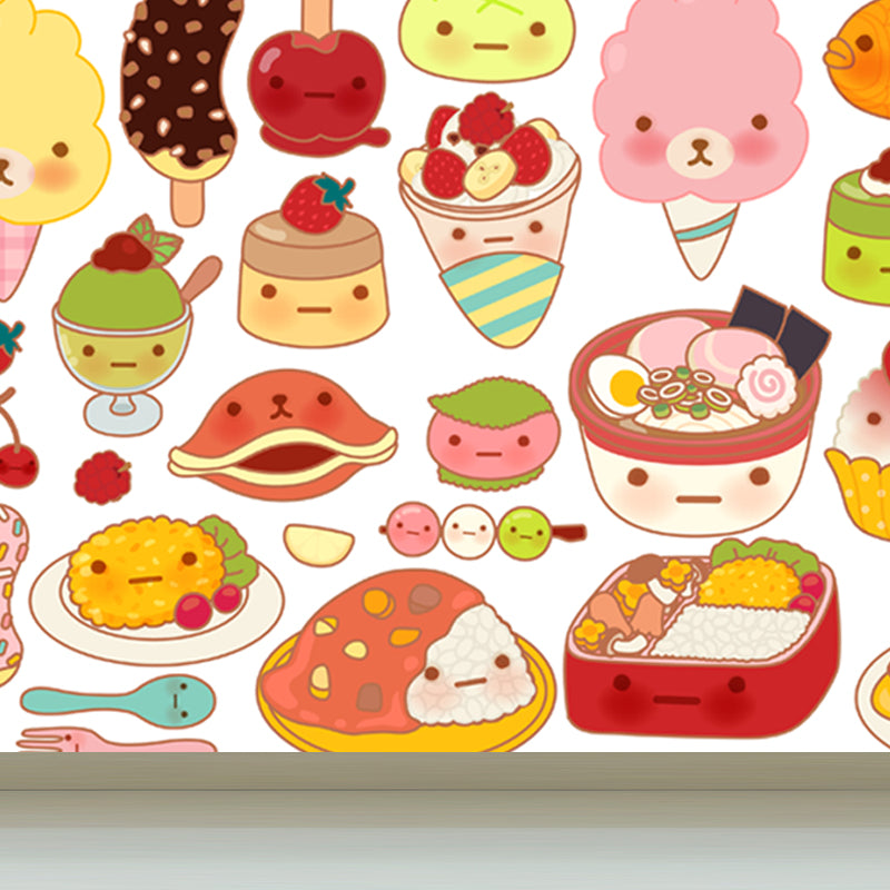 Delicious Foods Wall Paper Mural for Childrens Bedroom, Multi-Color, Made to Measure