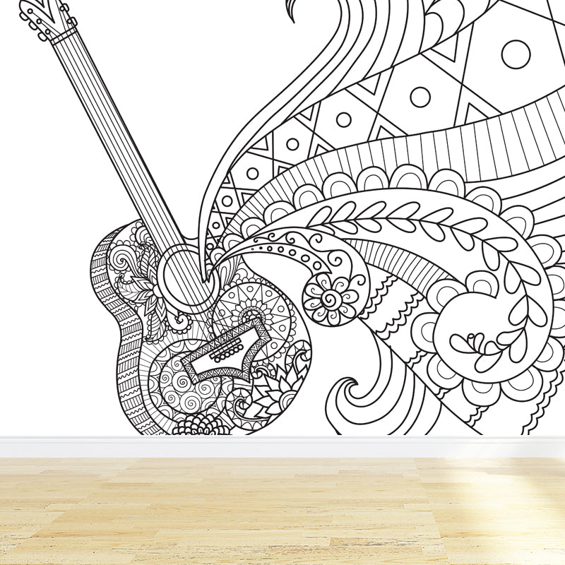 Kids Fantasy Secret Garden Mural Decal Black and White Waterproofing Wall Art for Room