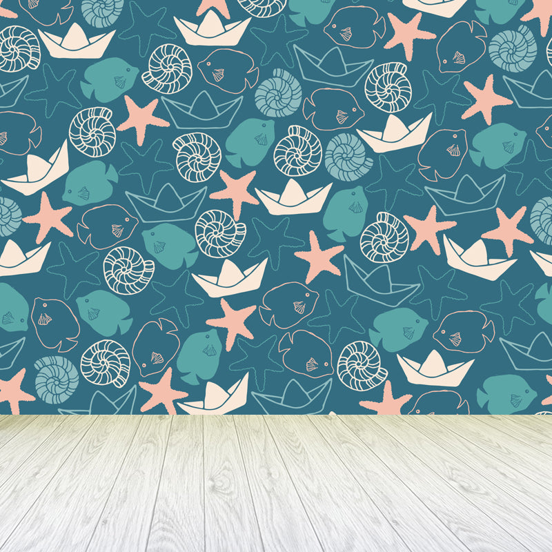 Mixed Pattern Wallpaper Mural Cartoon Non-Woven Fabric Wall Art for Boys Bedroom