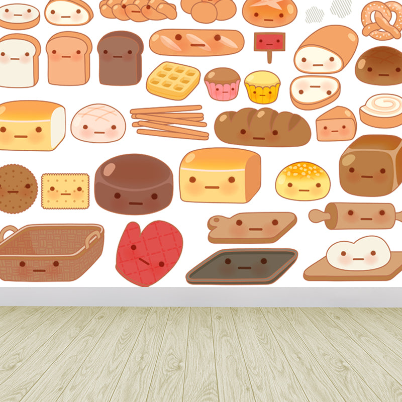 Stain-Proof Cartoon Foods Print Mural Non-Woven Children's Art Wall Decor for Kids Room