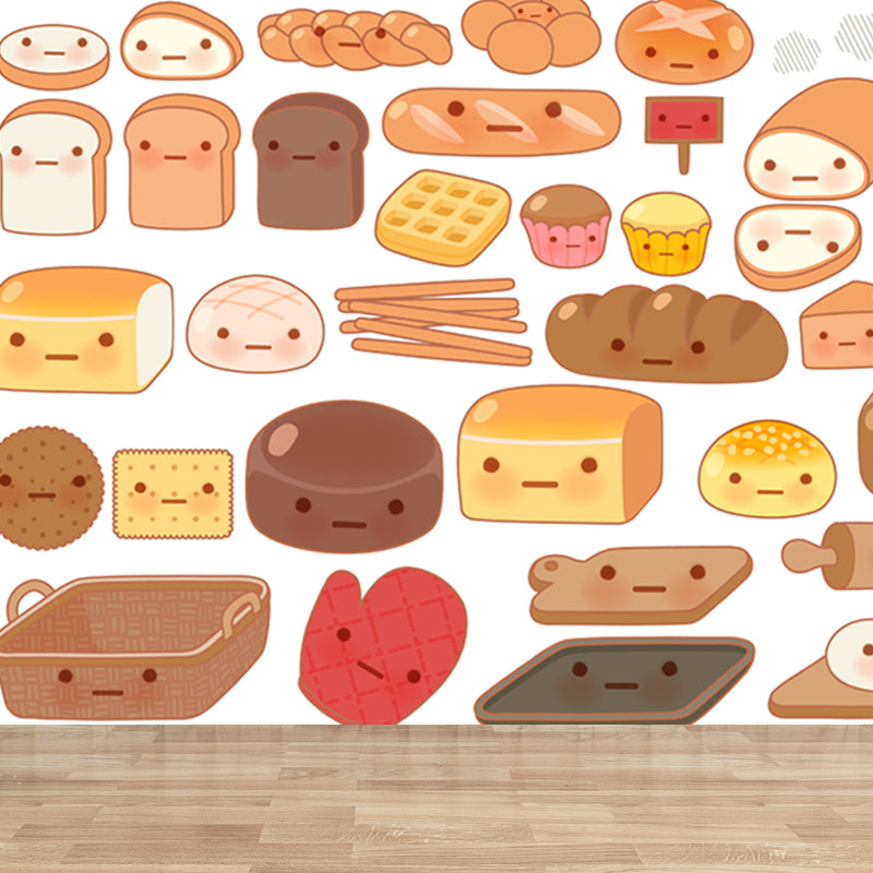 Stain-Proof Cartoon Foods Print Mural Non-Woven Children's Art Wall Decor for Kids Room