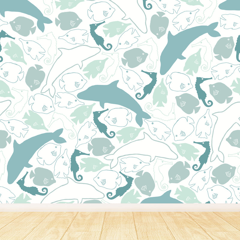 Peinture murale non tissée à imprimé d'animaux extra larges, couleur douce, pour la décoration de la maison, personnalisée