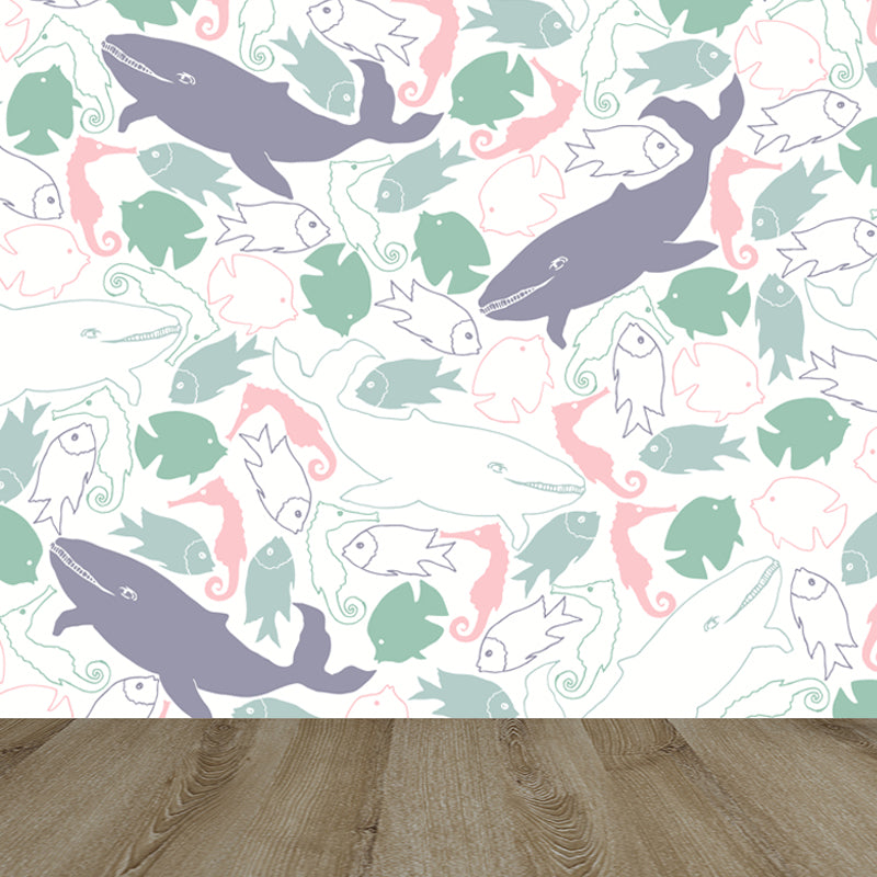 Peinture murale non tissée à imprimé d'animaux extra larges, couleur douce, pour la décoration de la maison, personnalisée