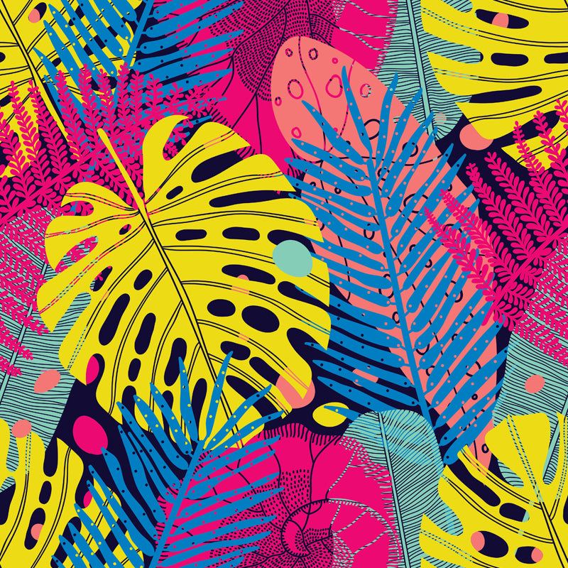 Contemporary Botanical Print Mural Decal Soft Color Dining Room Wall Covering, Custom