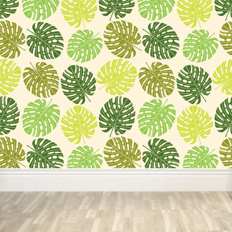 Contemporary Botanical Print Mural Decal Soft Color Dining Room Wall Covering, Custom