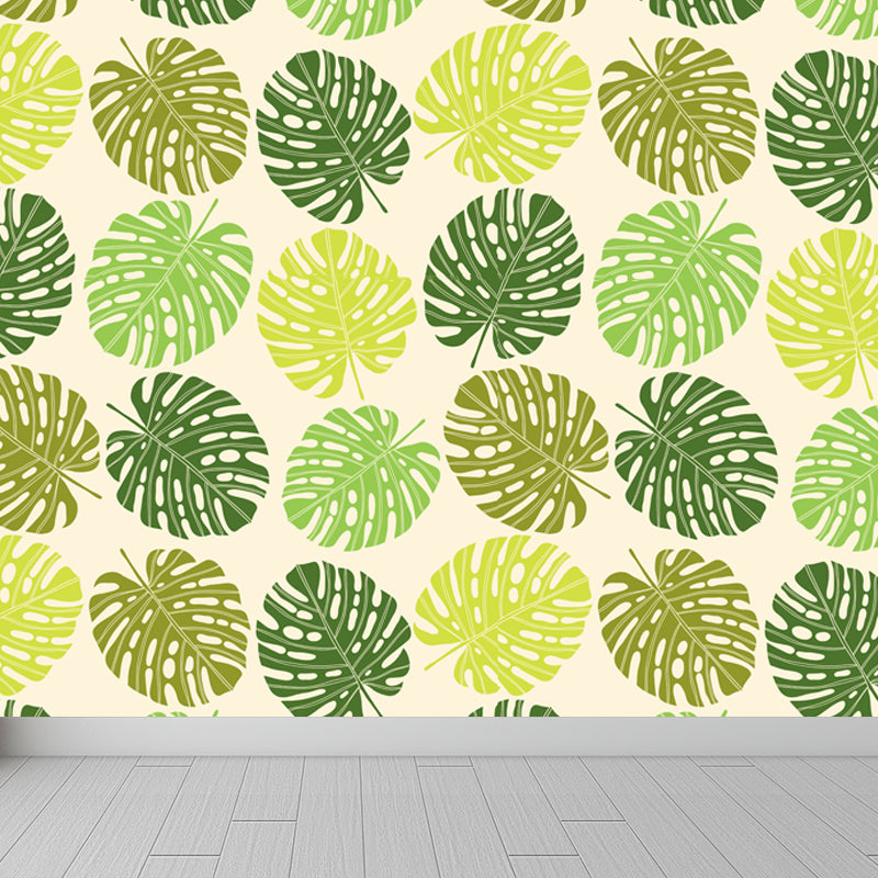 Contemporary Botanical Print Mural Decal Soft Color Dining Room Wall Covering, Custom