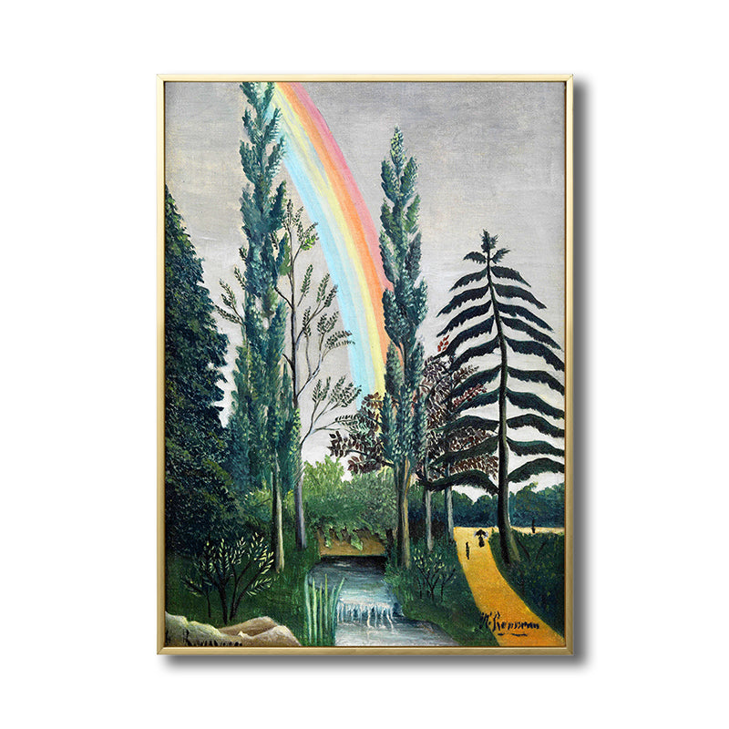 Countryside Rainbow and Cypress Canvas Print Living Room Wall Art Decor in Green