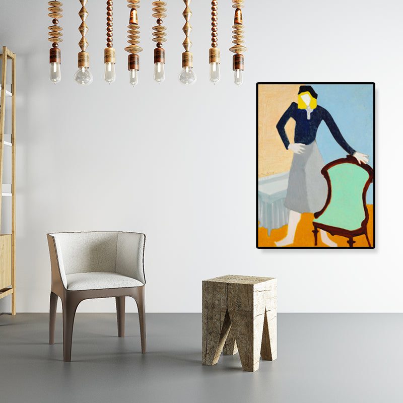 Modern Woman Canvas Print Pastel Color Textured Wall Art Decor for House Interior