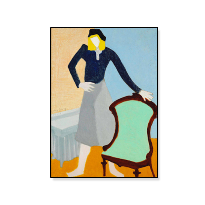 Moderne vrouw canvas print pastel kleur getextureerde muur kunst decor voor huis interieur