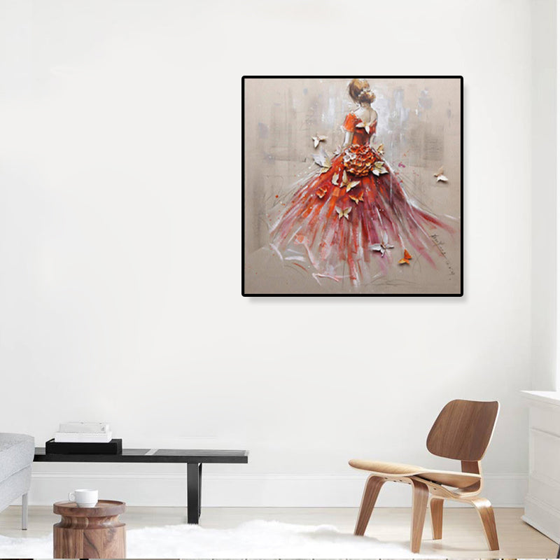 Glam Canvas Print Zachte kleur Dressing Girl Wall Art Decor, meerdere maten beschikbaar