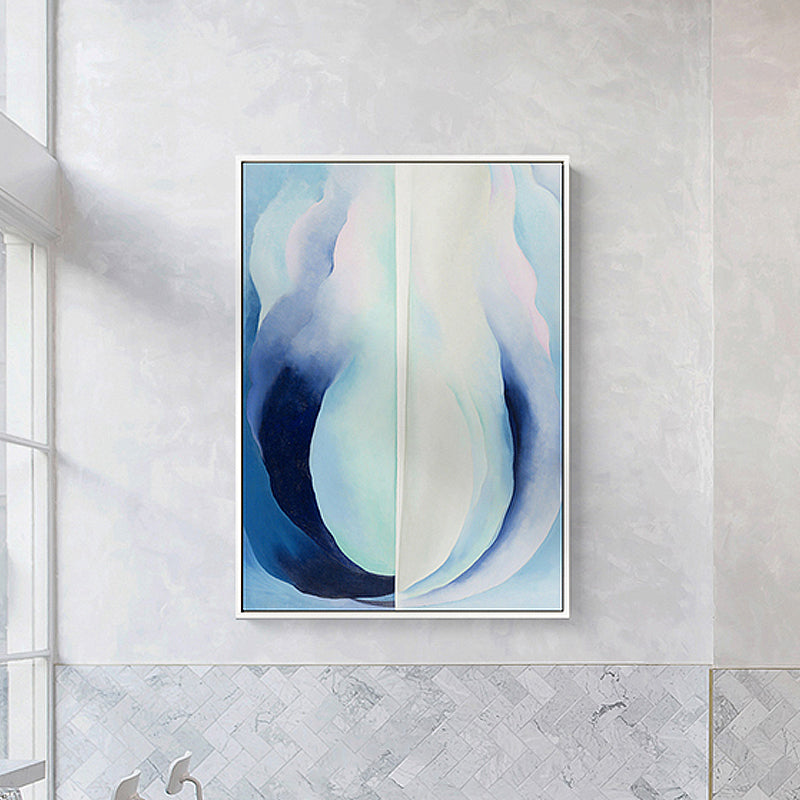 Blue Abstract Canvas Print Textured Contemporary Bedroom Wall Art, Multiple Sizes