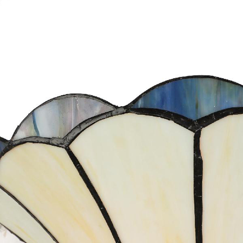 Scalloped Wall Lamp Traditional 2 Lights Stained Glass Wall Sconce Light with Flared Shade
