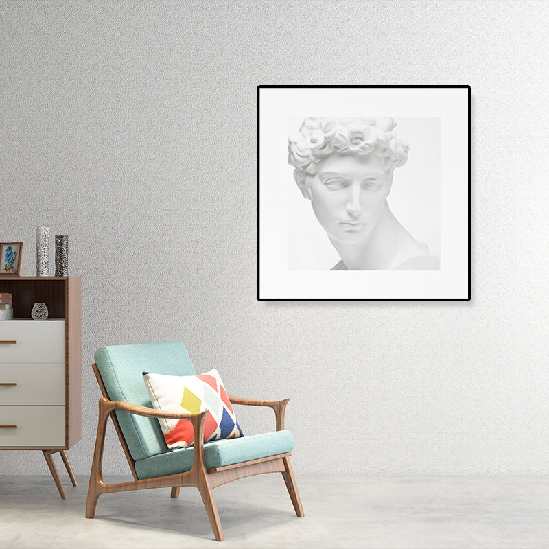 Minimalist Ancient Human Sculpture Canvas Light Color Textured Wall Art for Home