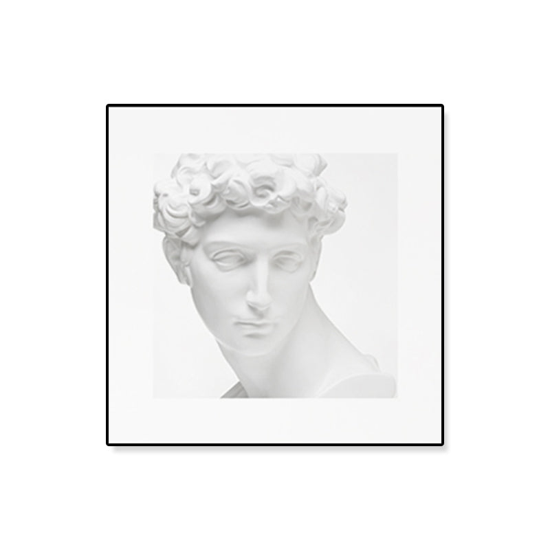 Minimalist Ancient Human Sculpture Canvas Light Color Textured Wall Art for Home