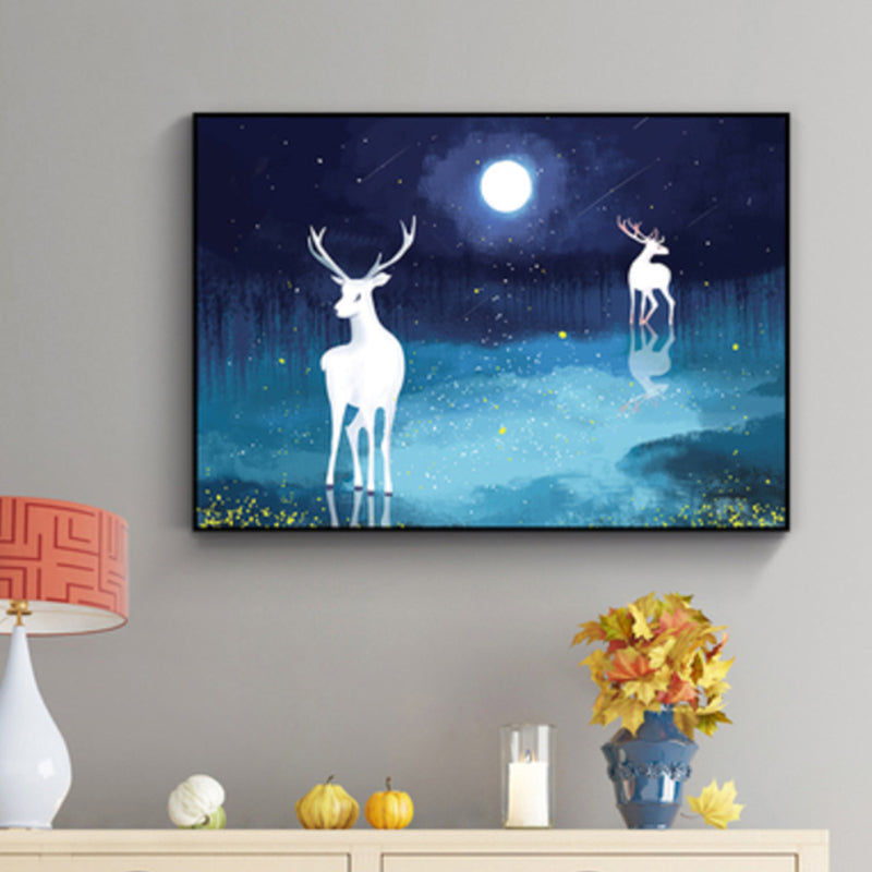 Toile imprimée de cerf sauvage pour enfants, décoration murale texturée de couleur claire pour salon