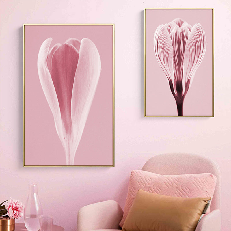 Photographic Print Flowerbud Wall Art Pink Nordic Style Wall Decor for Girls Bedroom