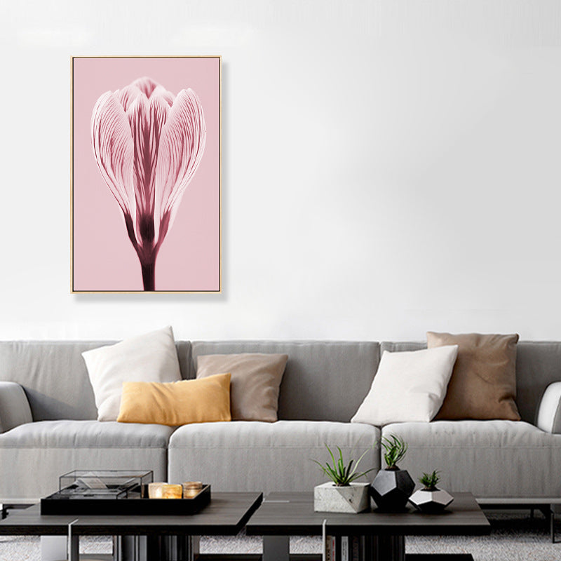 Photographic Print Flowerbud Wall Art Pink Nordic Style Wall Decor for Girls Bedroom