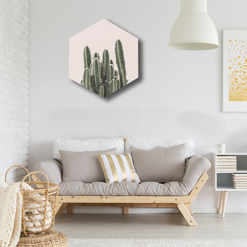 Cactus Wall Art Print Contemporary Botanical Canvas in Pastel Color for Boys Bedroom