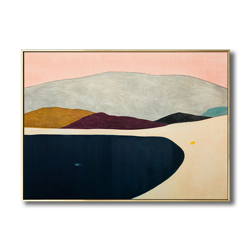 Flat Country Canvas Wall Art Nordic Textured Bedroom Painting in Pastel Color, Multiple Sizes