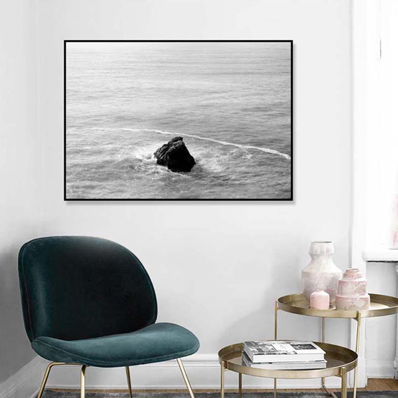 Photographie moderniste de paysage marin, toile imprimée texturée de couleur foncée, décoration murale pour la maison