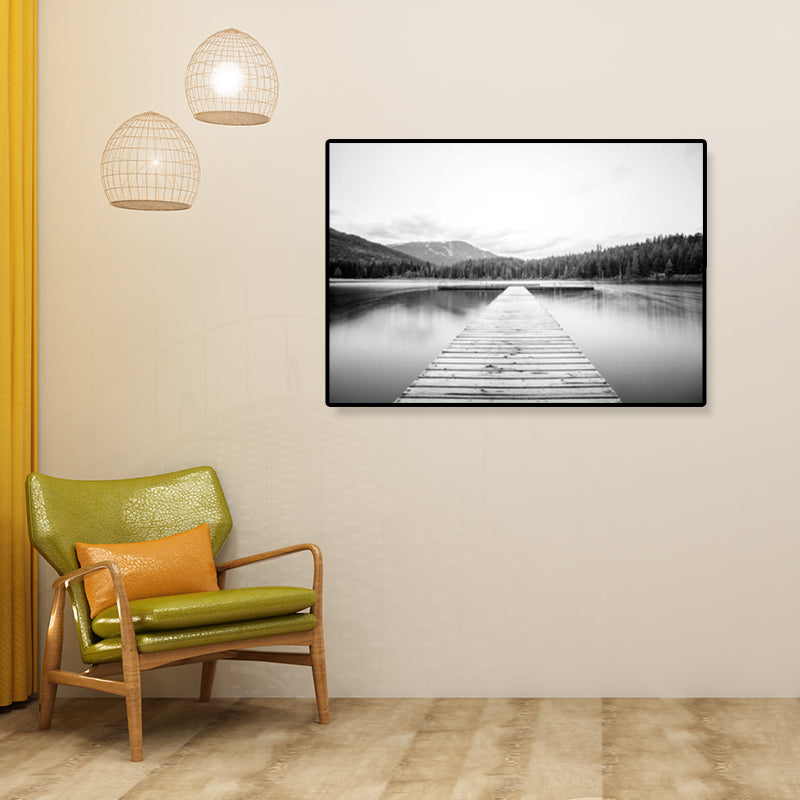 Photographie moderniste de paysage marin, toile imprimée texturée de couleur foncée, décoration murale pour la maison