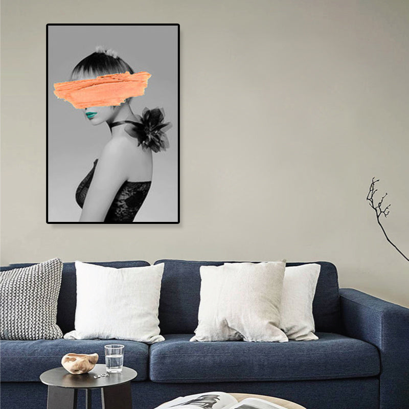 Textured Mixed-Media Fashion Girl Painting Canvas Glam Wall Art Decor for Playroom