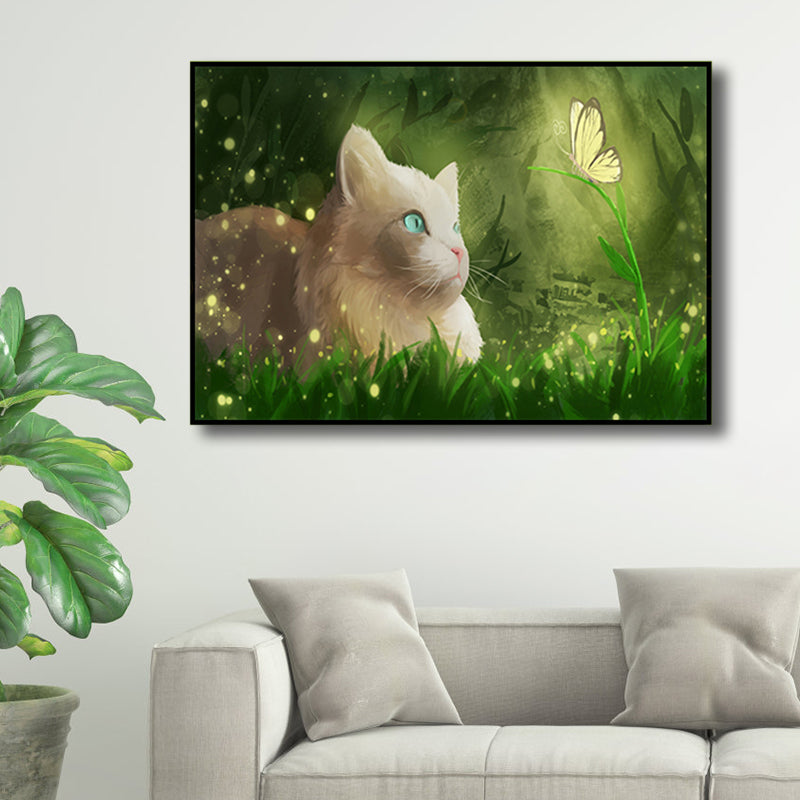 Textured Pastel Color Wrapped Canvas Children's Art Style Animal Pattern Painting