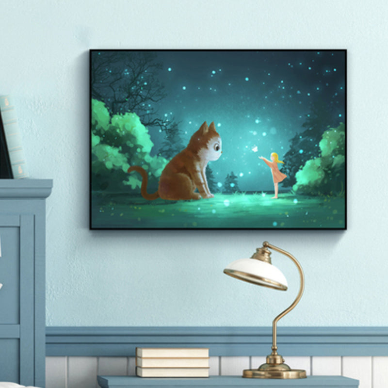 Textured Pastel Color Wrapped Canvas Children's Art Style Animal Pattern Painting