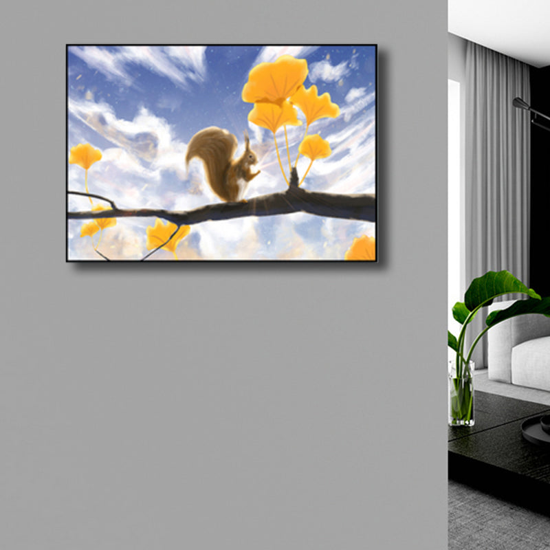 Textured Pastel Color Wrapped Canvas Children's Art Style Animal Pattern Painting