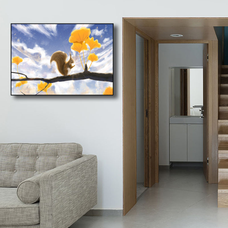 Textured Pastel Color Wrapped Canvas Children's Art Style Animal Pattern Painting