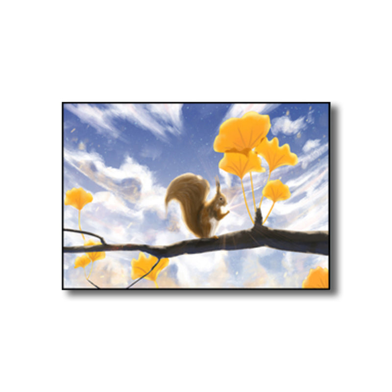 Textured Pastel Color Wrapped Canvas Children's Art Style Animal Pattern Painting