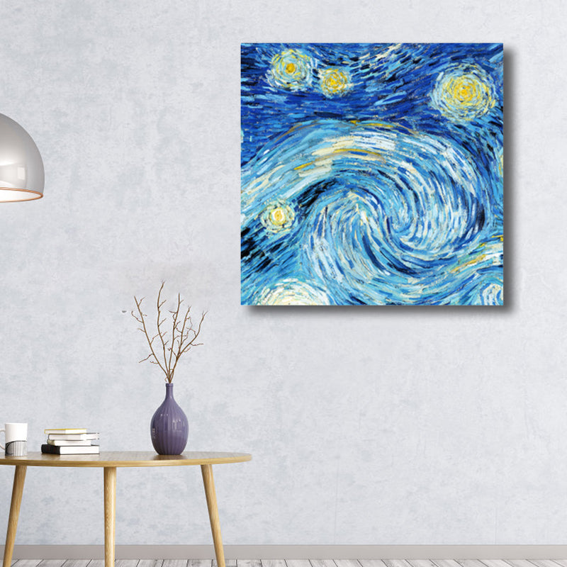 Van Gogh Starry Sky Canvas Art Kids Style Textured Painting Wall Decor for Living Room