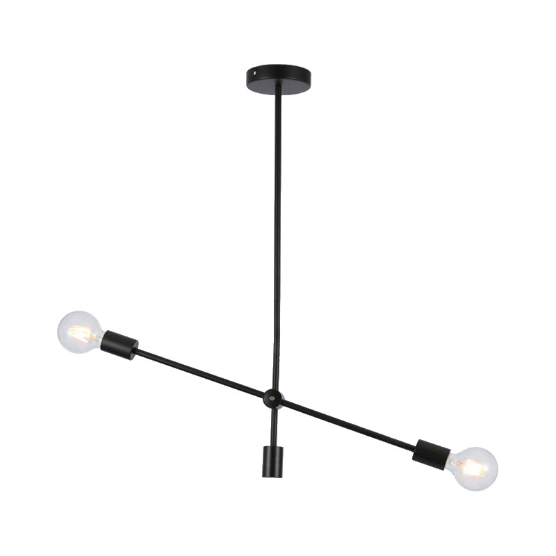 Lámpara de lámpara de bombilla expuesta estilo de metal de estilo simple 2/4 luces lámpara de colgante negro con brazos giratorios