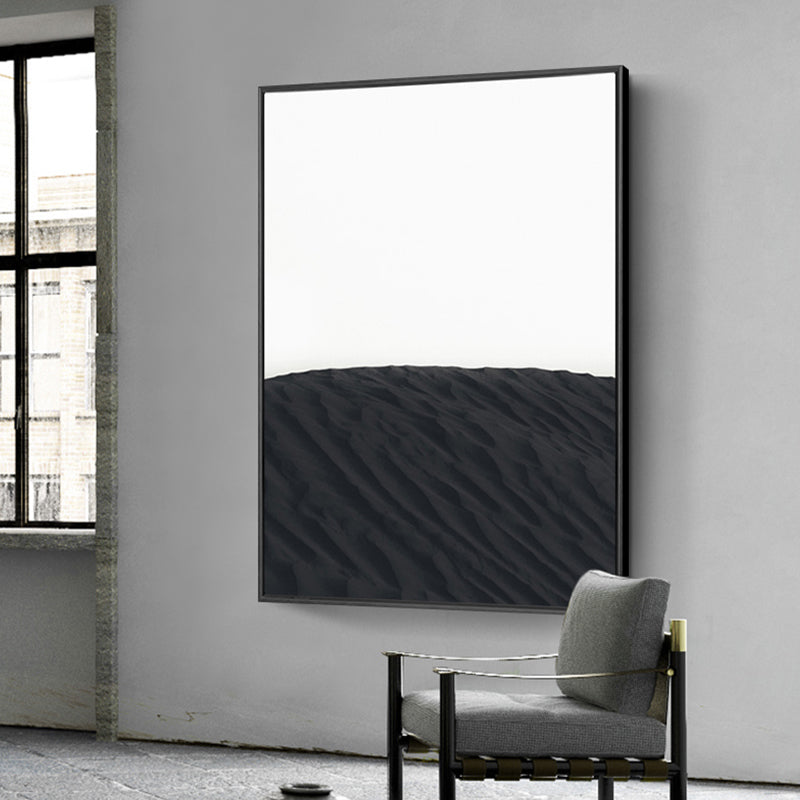 Scandinavian Stylish Hill Scenery Wall Art Decor Black Dining Room Wrapped Canvas