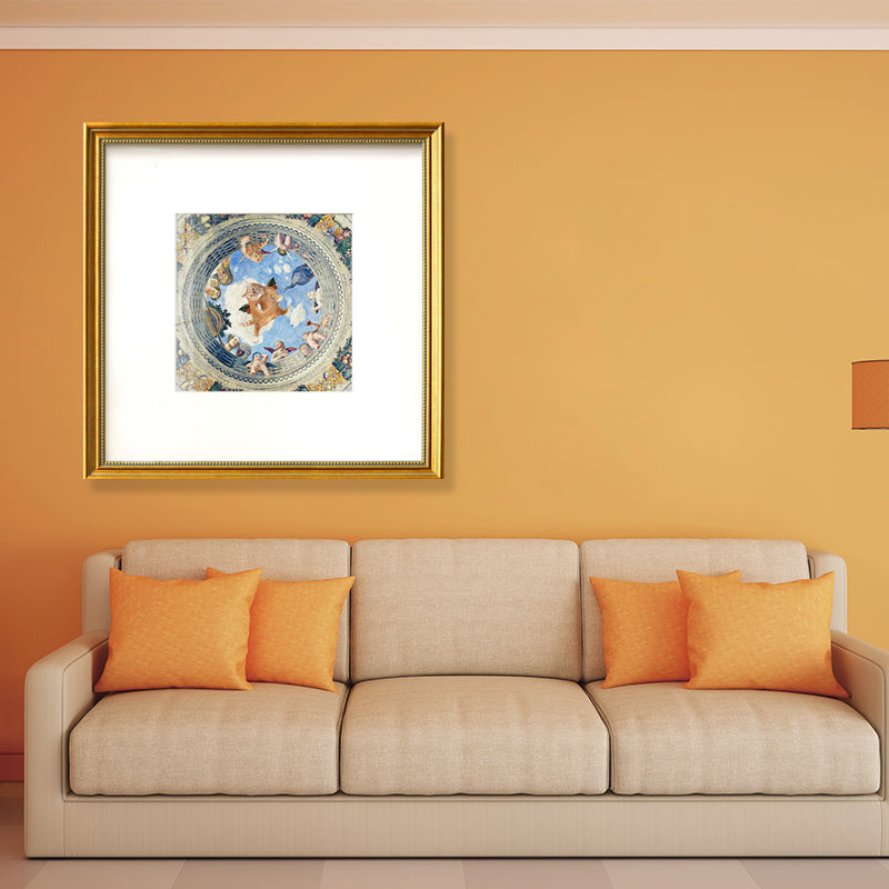 Kids Angel Cat Drawing Canvas Yellow Textured Wall Art Decor for Childrens Bedroom