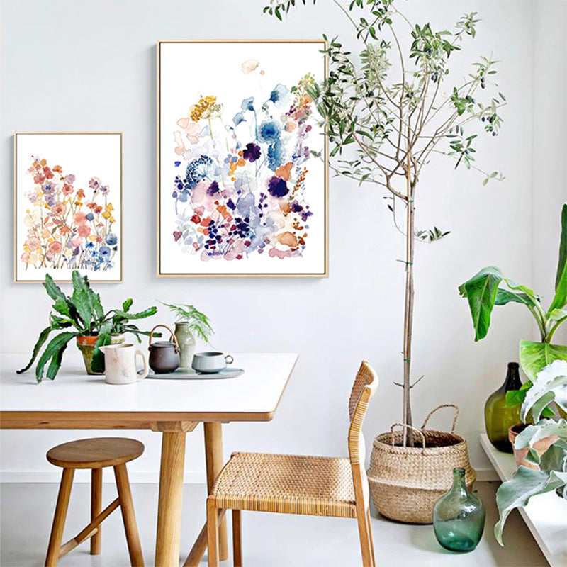 Rustic Flower Blossom Canvas Print Soft Color Living Room Wall Art Decor, Textured
