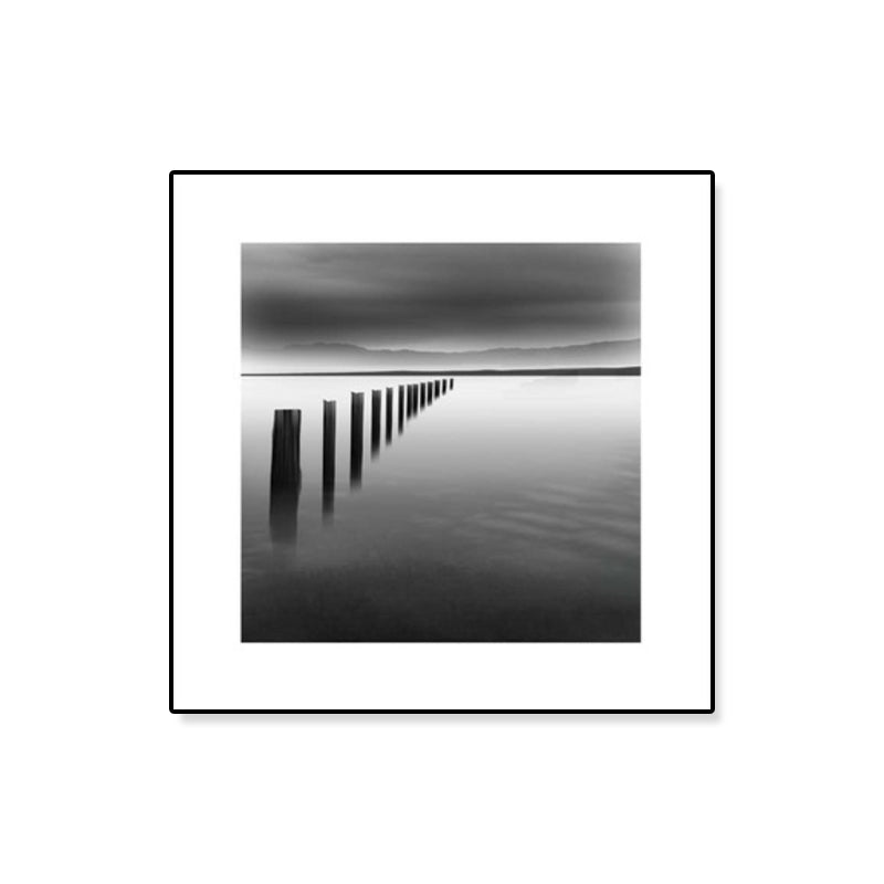 Textured Bridge Wall Art Decor Modern Nostalgic Scenery Canvas Print in Dark Color