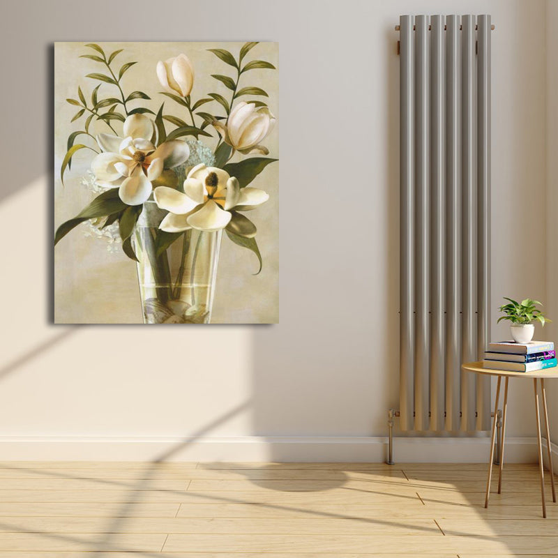 Flower Print Wall Decor Contemporary Textured Bedroom Wrapped Canvas, Multiple Sizes