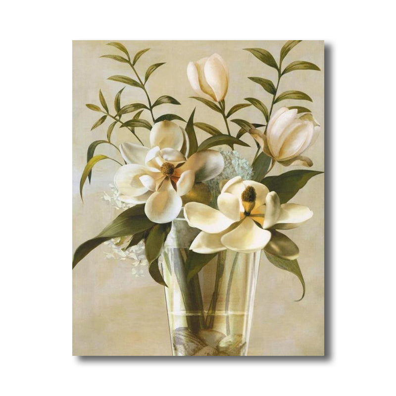 Flower Print Wall Decor Contemporary Textured Bedroom Wrapped Canvas, Multiple Sizes