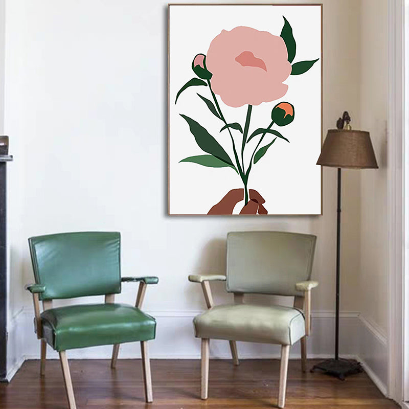 Pastellfarbener Leinwanddruck im nordischen Stil, Vase und Blumen-Wandkunst-Dekor für die Küche