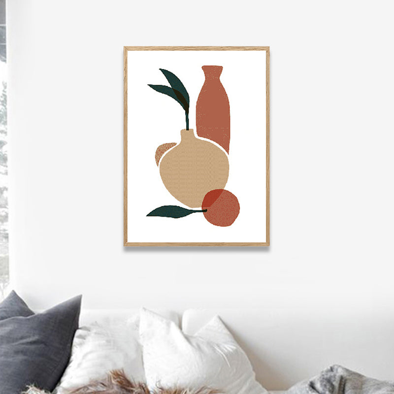 Pastellfarbener Leinwanddruck im nordischen Stil, Vase und Blumen-Wandkunst-Dekor für die Küche