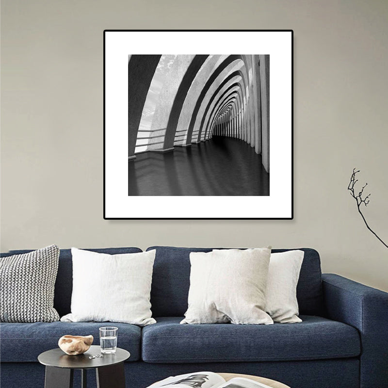 Photograph Architecture Wall Art Print in Dark Color Canvas Wall Decor, Textured