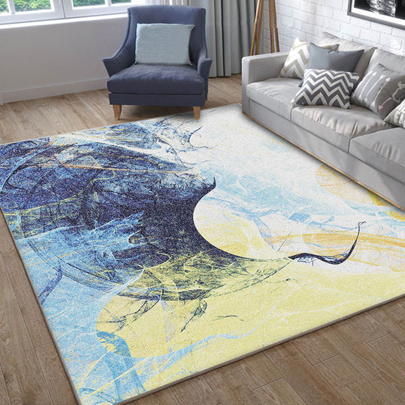 Multicolor Brushstroke Painting Pattern Rug Polyester Modern Rug Washable Anti-Slip Pet Friendly Area Rug for Living Room