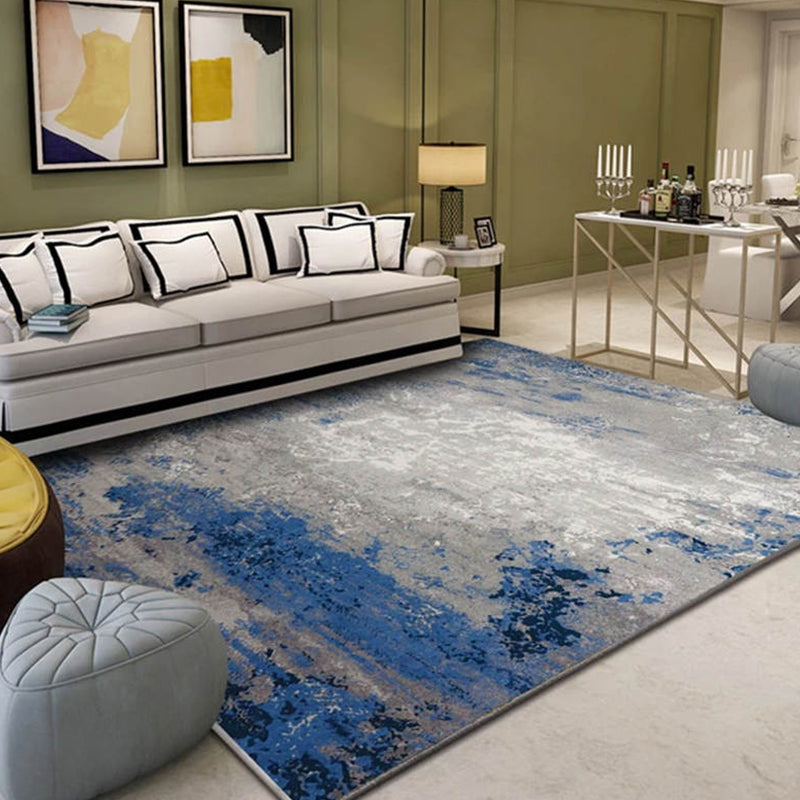 Multicolor Brushstroke Painting Pattern Rug Polyester Modern Rug Washable Anti-Slip Pet Friendly Area Rug for Living Room